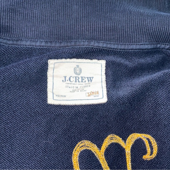 J. Crew 100% Cotton Stadium Fleece Jacket in Navy Men’s Size Large - Picture 3 of 4